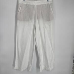 Loft Pants Women’s Medium White Linen Wide Leg Coastal Beach Resortwear Cruise